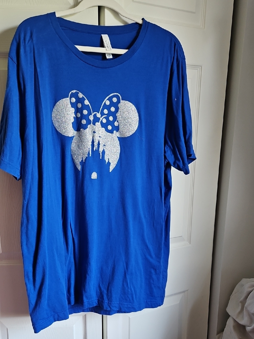 Bella Canvas Blue Short-Sleeve Tee with Silver Glitter Minnie Castle
